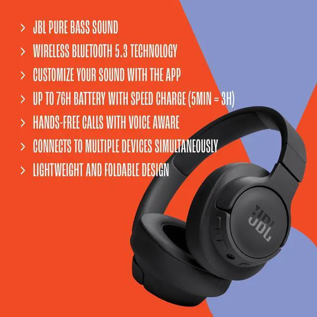 Alt view image 13 of 13 - JBL T720BTBLU Tune 720BT Wireless Over the Ear Headphones - Blue