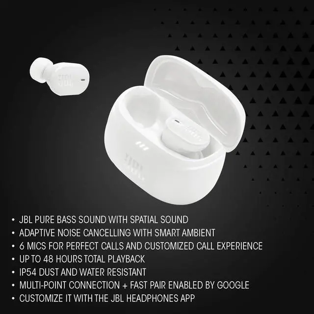 Alt view image 10 of 14 - JBL TBUDS2WHT Tune Buds 2 True Wireless Earbuds with Adaptive Noise Cancelling - White