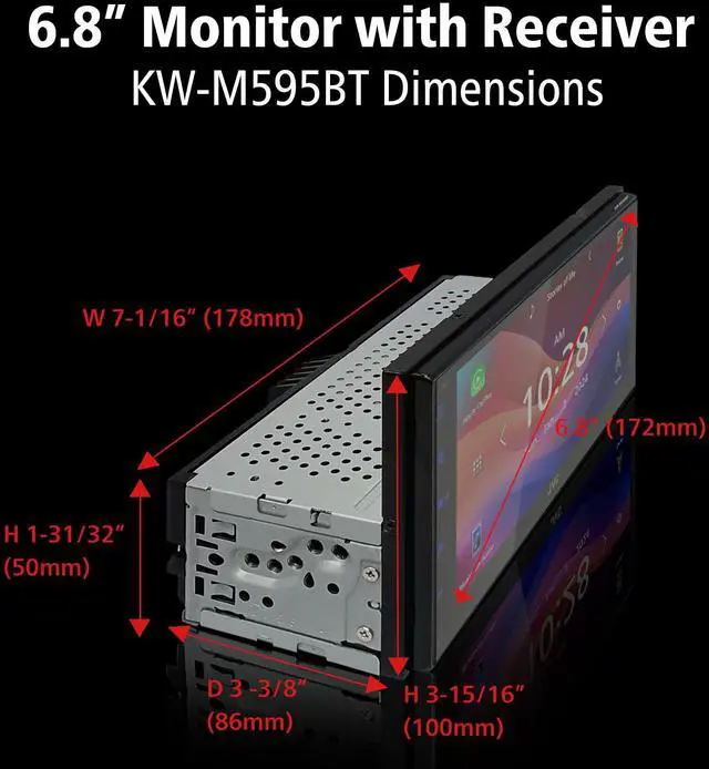 Alt view image 7 of 12 - JVC KW-M595BT 6.8" Multimedia Receiver w/ CarPlay & Android Auto Compatibility
