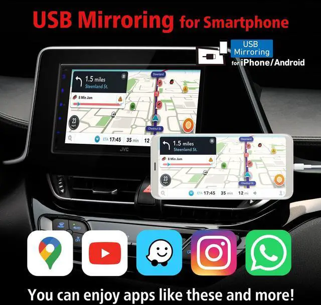 Alt view image 12 of 12 - JVC KW-M595BT 6.8" Multimedia Receiver w/ CarPlay & Android Auto Compatibility