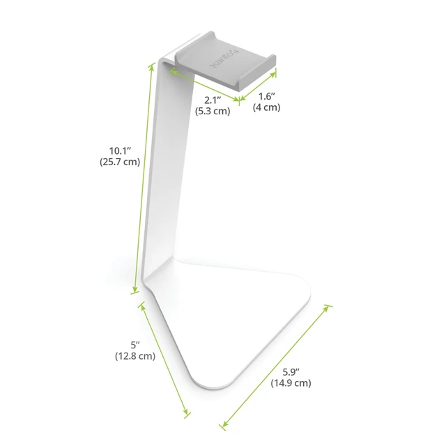 Alt view image 4 of 7 - H1 Universal Headphone Stand - White - Solid Steel Construction - Curved Silicone Resting Surface