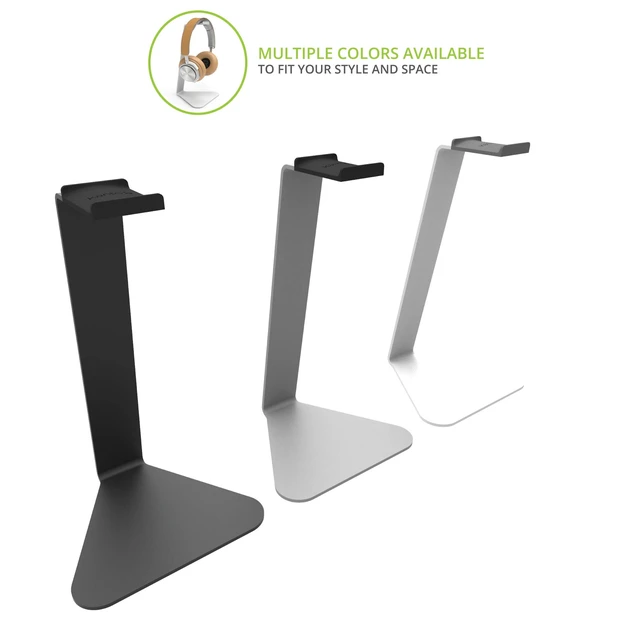Alt view image 5 of 7 - H1 Universal Headphone Stand - White - Solid Steel Construction - Curved Silicone Resting Surface