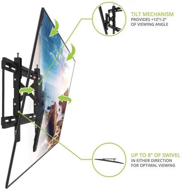 Alt view image 12 of 13 - Kanto TE300 Dual Stud Tilting Mount with 6" Extension for 43"-90" TVs - Black (2023)