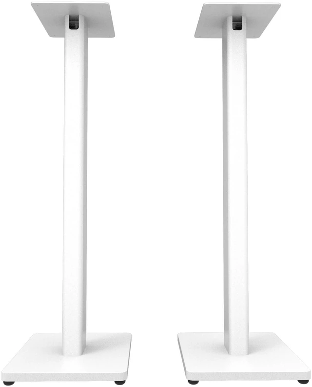 Alt view image 6 of 11 - Kanto ST28 28 Universal Speaker Floor Stands for Bookshelf Speakers up to 30 lbs | Improved Sound | Hidden Cable Management | White MDF Base | Pair