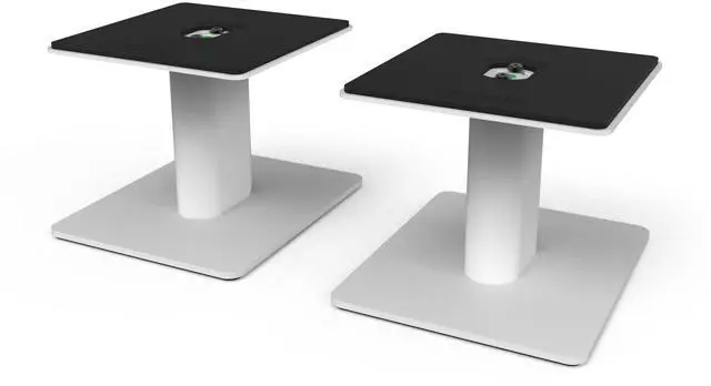 Alt view image 8 of 14 - Kanto SP6HD 6" Tall Universal Desktop Speaker Stands with Integrated Cable Management, White