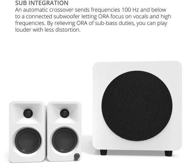 Alt view image 6 of 10 - Kanto ORAMW Powered Reference Bluetooth Desktop Speakers - White (Pair)