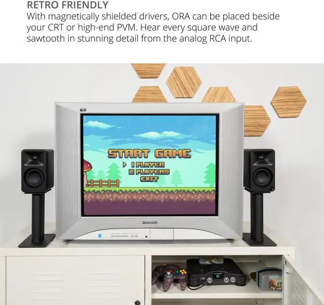 Alt view image 10 of 10 - Kanto ORAMW Powered Reference Bluetooth Desktop Speakers - White (Pair)