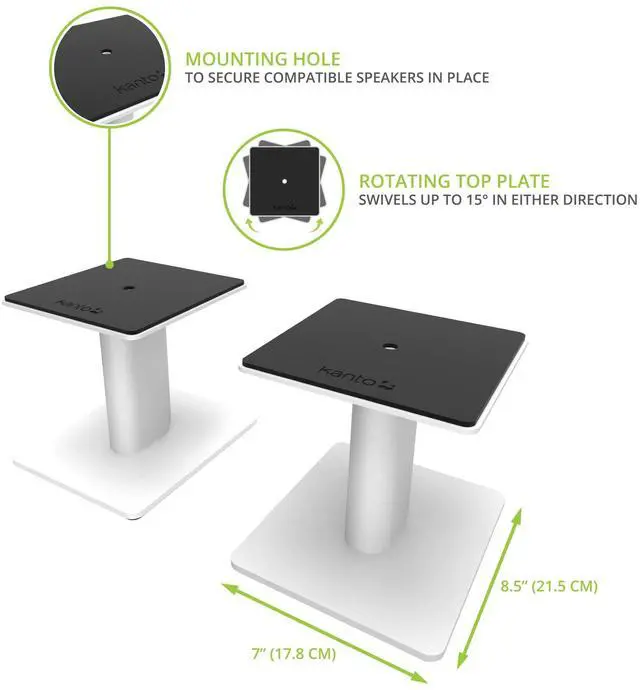 Alt view image 9 of 14 - Kanto SP6HD 6" Tall Universal Desktop Speaker Stands with Integrated Cable Management, White