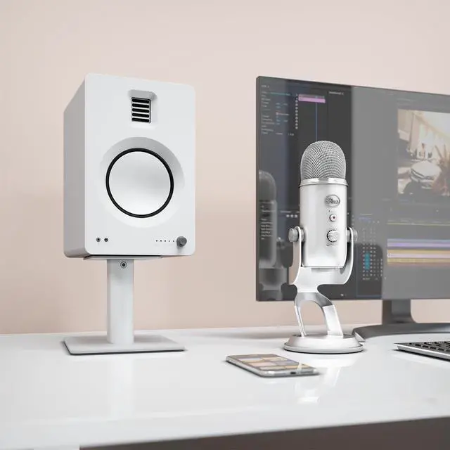 Alt view image 14 of 14 - Kanto SP6HD 6" Tall Universal Desktop Speaker Stands with Integrated Cable Management, White