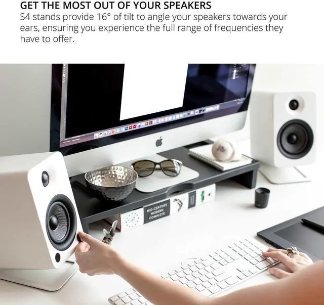 Alt view image 20 of 20 - Kanto S4 Desktop Speaker Stands for Midsize Speakers, White