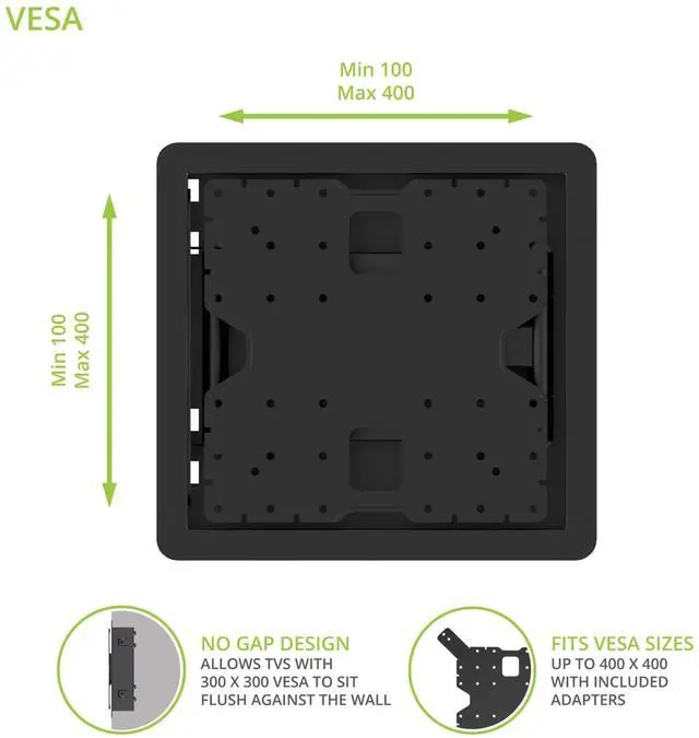 Alt view image 10 of 15 - Kanto R400 Recessed In-wall Full Motion Articulating TV Mount for 35" - 65" TVs