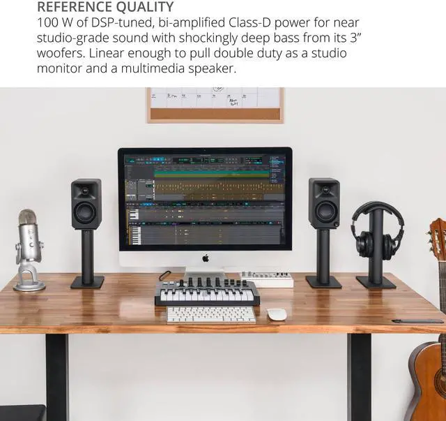 Alt view image 6 of 7 - Kanto ORAMP 100W Powered Reference Desktop Computer Speakers with Bluetooth 5.0 and USB-C Input | Bi-Amplified | 100 Hz Automatic Crossover | Reference Quality Sound | Pair | Pink