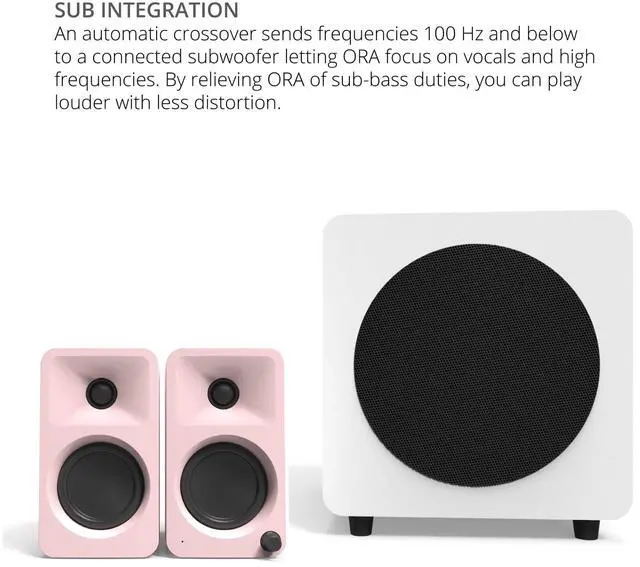 Alt view image 5 of 7 - Kanto ORAMP 100W Powered Reference Desktop Computer Speakers with Bluetooth 5.0 and USB-C Input | Bi-Amplified | 100 Hz Automatic Crossover | Reference Quality Sound | Pair | Pink