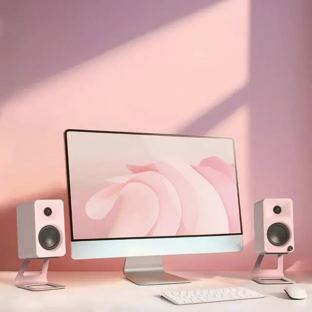 Alt view image 2 of 7 - Kanto ORAMP 100W Powered Reference Desktop Computer Speakers with Bluetooth 5.0 and USB-C Input | Bi-Amplified | 100 Hz Automatic Crossover | Reference Quality Sound | Pair | Pink