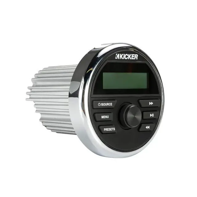 Alt view image 6 of 7 - 46KMC2 Weather-Resistant Gauge-Style Media Center with Bluetooth | Boat media center for open helms, wireless audio streaming, waterproof round dash mount, compact receiver for watercraft