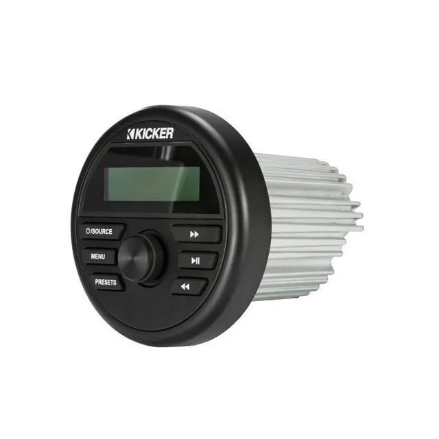 Alt view image 7 of 7 - 46KMC2 Weather-Resistant Gauge-Style Media Center with Bluetooth | Boat media center for open helms, wireless audio streaming, waterproof round dash mount, compact receiver for watercraft