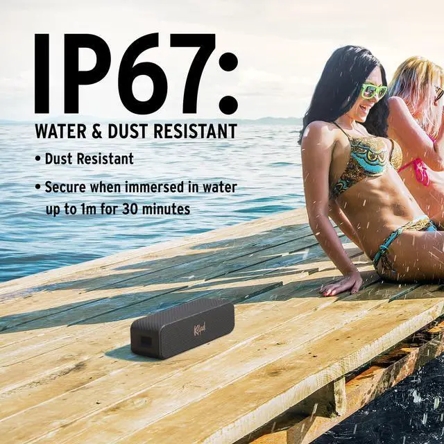 Alt view image 7 of 7 - Klipsch The Detroit Portable Bluetooth Speaker with Dual 1" tweeters and 3" woofers, IP67 dust and Waterproof Rating, 20 Hours of Playtime for a Premium Live Concert Experience