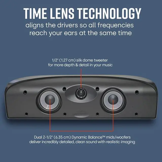 Alt view image 6 of 10 - Polk Audio TL1 Center Black Center Channel Speaker