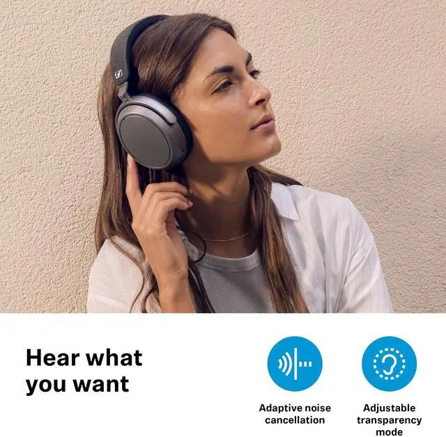 Alt view image 7 of 9 - Sennheiser Momentum 4 Wireless Headphones, Bluetooth for Crystal-Clear Calls w/Adaptive Noise Cancellation, 60h Battery Life, Customizable Sound & Lightweight Folding Design, Graphite