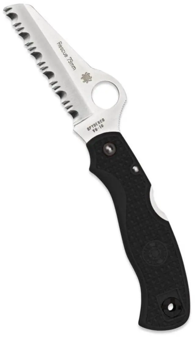 Main image of Spyderco Rescue Lightweight Knife with 3.12" VG-10 Steel Blade and Black FRN Handle - SpyderEdge - C45SBK