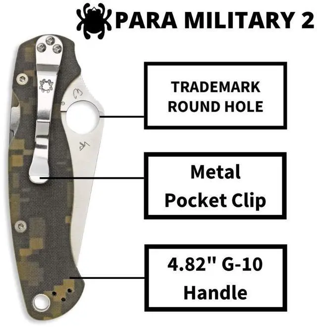 Alt view image 13 of 14 - Spyderco Para 2 Folder 3.44 in Plain Digi Camo G-10 Handle
