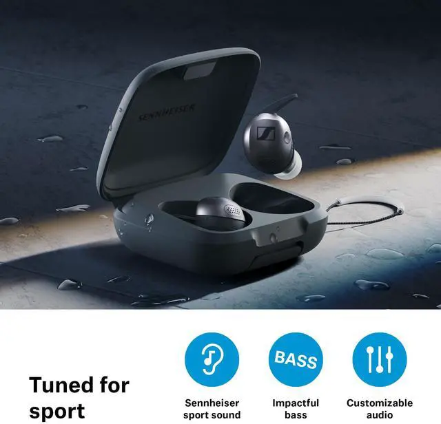Alt view image 6 of 10 - Sennheiser MOMENTUM Sport Earbuds with Sport Sound Tuning and Adaptive ANC, Secure Fit, 24-Hour Battery Life, Fitness Tracker for Body Performance Data - Black