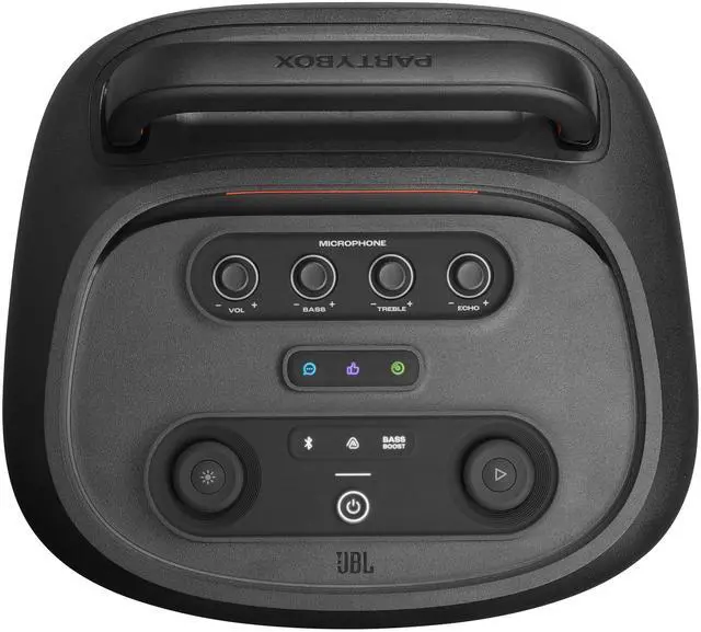 Alt view image 2 of 6 - JBL PartyBox 520 - Portable Battery-Powered Party Speaker with AI Sound Boost, Up to 15 Hours of Play time, IPX4 Splash Proof, Multi-Speaker Connection by Auracast, and Telescopic Handle (Black)