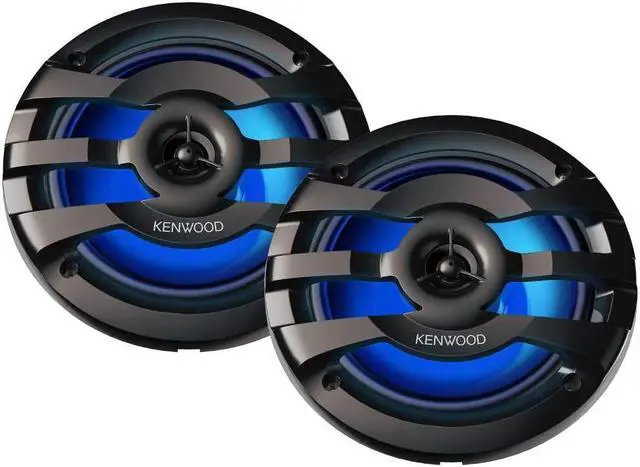 Alt view image 2 of 17 - KENWOOD KFC-1673MRBL 6.75" 2-Way Marine Speaker(Black) with RGB Lighting, Remote Control Included, 260 Max Power