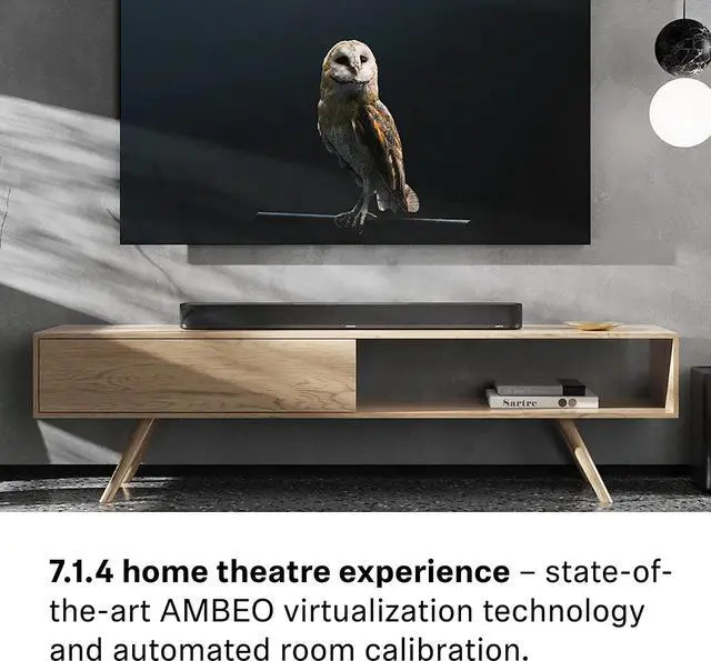 Alt view image 2 of 7 - Sennheiser AMBEO Soundbar Plus for TV and Music with Immersive 3D Surround Sound, Virtual 7.1.4 Speaker Setup, Built-in Dual Subwoofers, Advanced Streaming Connectivity, Night Mode, Black