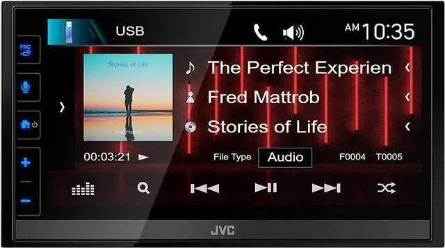 Alt view image 5 of 20 - JVC KW-M785BW Wireless Apple CarPlay Android Auto Digital Media Player, Double Din, 6.8 Inch LCD Touchscreen, AM/FM, Bluetooth, USB Port, iDatalink Maestro, SiriusXM, Class D Amp, Car Radio