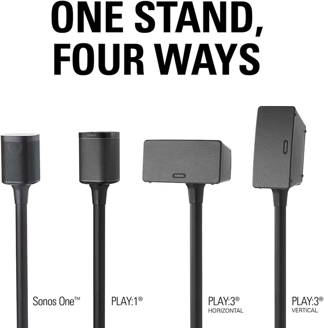 Alt view image 2 of 5 - Sanus Wireless Sonos Speaker Stand for Sonos One, PLAY:1, & PLAY:3 - Audio-Enhancing Design With Built-In Cable Management - Single Stand (Black) - WSS21-B1