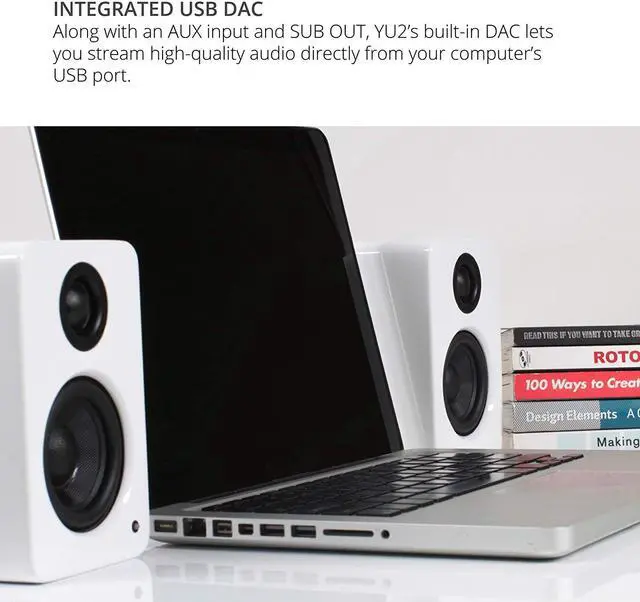 Alt view image 6 of 16 - Kanto YU2 Powered Desktop Speakers - Pair (Matte White)