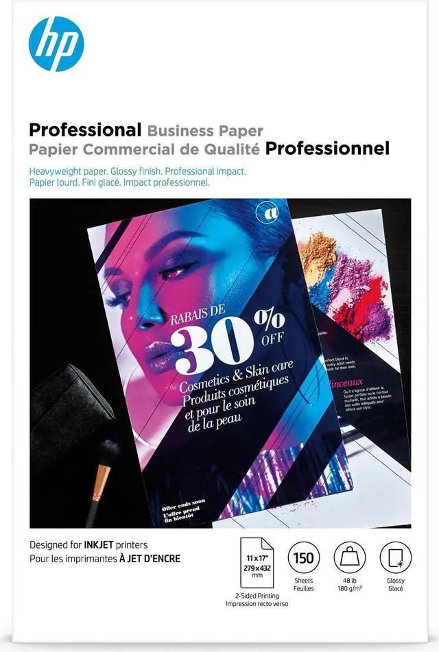Alt view image 10 of 11 - Hp Inkjet Brochure/Flyer Paper 98 Brightness 48lb 11 x 17 White 150 Shts/Pk