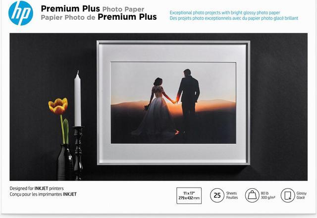 Alt view image 8 of 14 - HP Premium Plus Photo Paper, Glossy, 80 lb, 11 x 17 in. (279 x 432 mm), 25 sheets CV065A