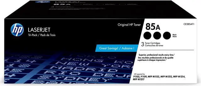 Alt view image 10 of 17 - HP 85A 3-pack Black Original LaserJet Toner Cartridges, CE285AT1