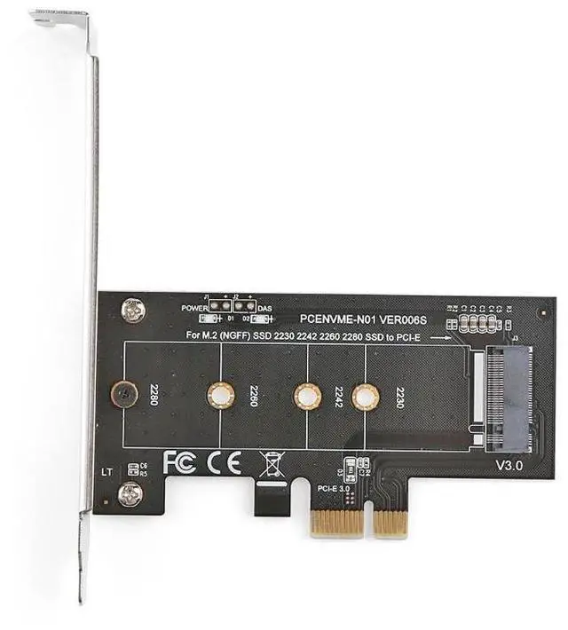 Alt view image 3 of 6 - M.2 NVME Adapter M.2 SSD to PCIE 3.0 X1 Expansion Card Converter Riser Card M Key Connector for M2 NGFF NVMe SSD hard drive