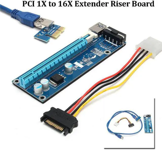 Main image of Amify PCI-E PCI Riser Card 1x to 16x Mining Machine Extender Riser Card Board Adapter Power Cable 0.6m USB 3.0 Cables