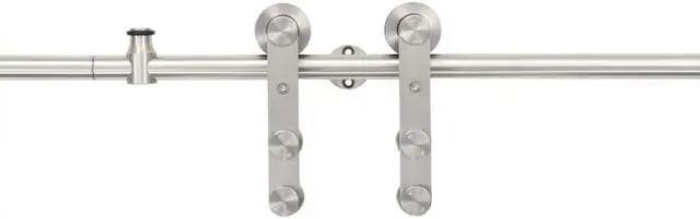 Alt view image 8 of 12 - vidaXL Barn Door Kit Sliding Door Hardware Kit Door Track Stainless Steel Silver