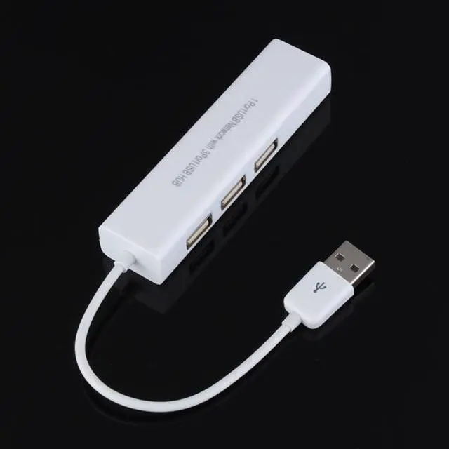 Alt view image 2 of 8 - USB 2.0 3 Ports Hub with Ethernet Network LAN Card Adapter 10/100Mbps