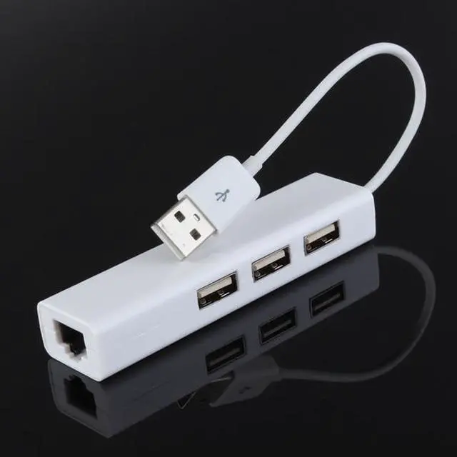 Alt view image 3 of 8 - USB 2.0 3 Ports Hub with Ethernet Network LAN Card Adapter 10/100Mbps