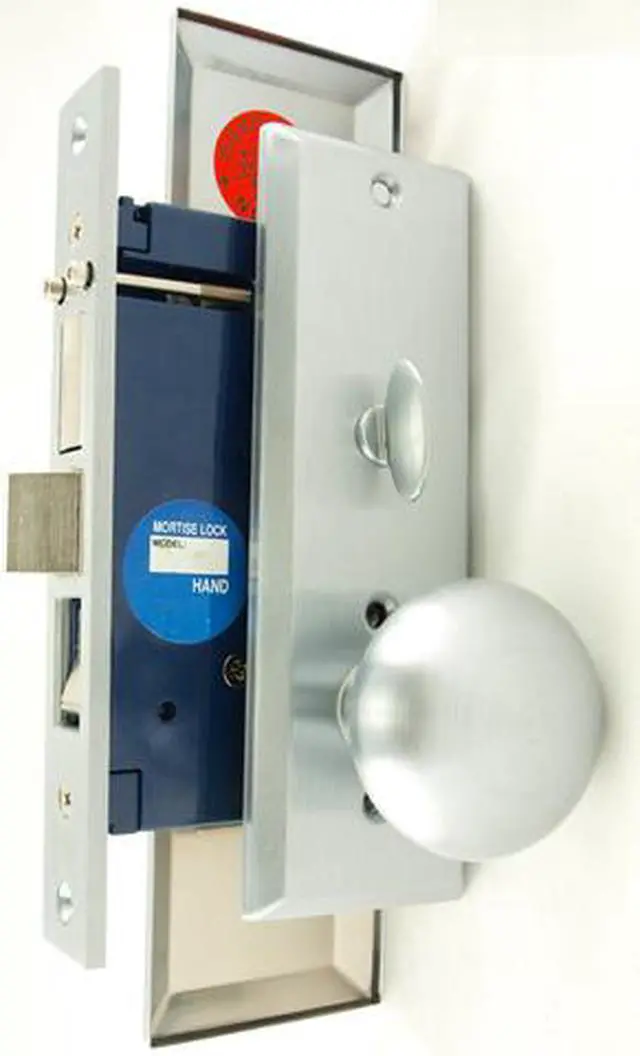 Alt view image 3 of 6 - Maxtech (Like Marks 114A/26D) 1033B-26DL Satin Chrome 26D Left Hand Heavy Duty Mortise Entry Lockset, Screwless Knobs Thru Bolted Lock Set