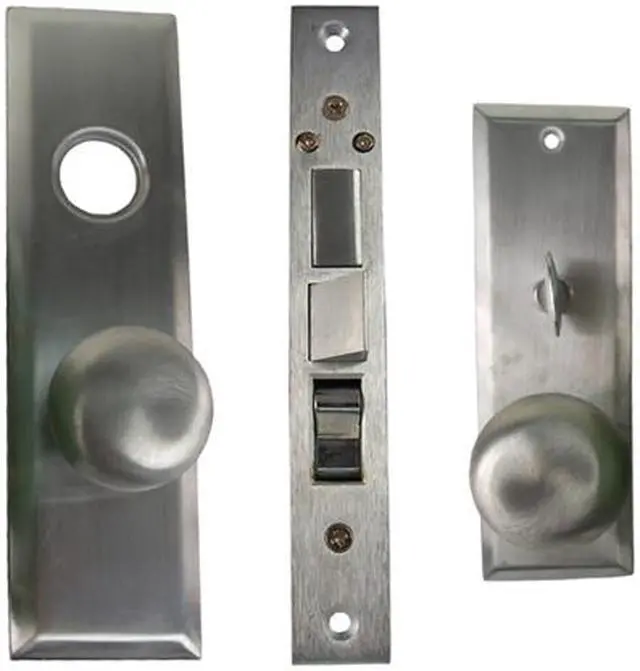 Alt view image 4 of 6 - Maxtech (Like Marks 114A/26D) 1033B-26DL Satin Chrome 26D Left Hand Heavy Duty Mortise Entry Lockset, Screwless Knobs Thru Bolted Lock Set