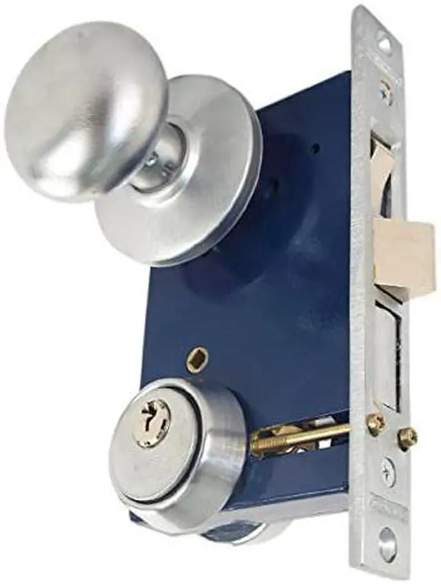 Alt view image 3 of 4 - Marks 22AC LHR Satin Chrome Finish Double Cylinder Iron Gate Ornamental Mortise Lockset with 2-1/2" Backset