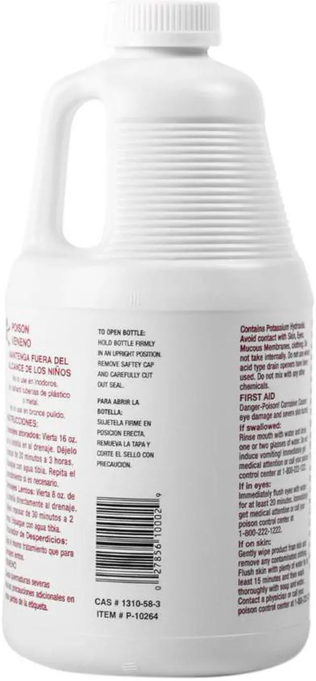 Alt view image 2 of 2 - Pequa Industries P-10264, 64 OZ 1/2 Gallon Heavy Duty Drain Opener Non-Acid Fast Acting Non-Polluting