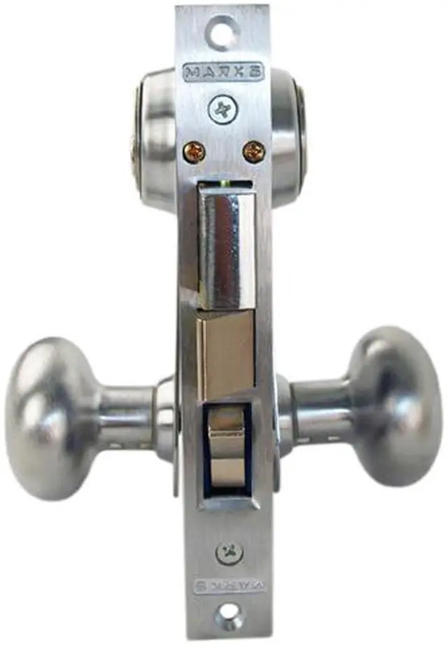 Alt view image 2 of 4 - Marks 21AC/26D-W-LHR Satin Chrome Left Hand Reverse (Out-Swinging Door) Hand Ornamental Unilock Knob/Plate Mortise Entry Lockset Iron Gate Door Double Cylinder Lock Set