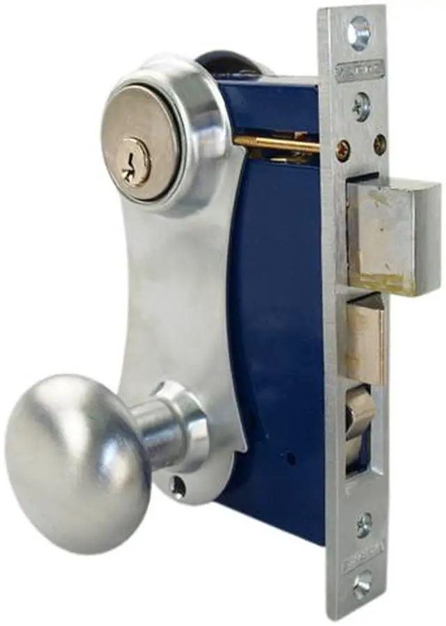 Main image of Marks 21AC/26D-W-LHR Satin Chrome Left Hand Reverse (Out-Swinging Door) Hand Ornamental Unilock Knob/Plate Mortise Entry Lockset Iron Gate Door Double Cylinder Lock Set