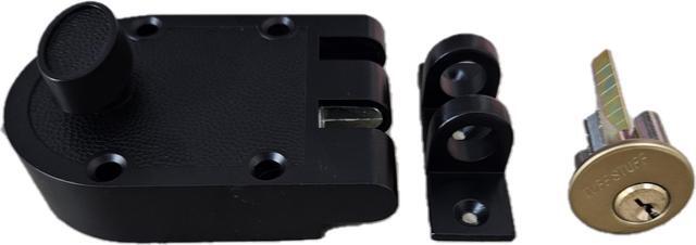Main image of Tuff Stuff 167BK Black Finish Jimmy Proof Single Cylinder Deadlock Deadbolt With Flat Strike