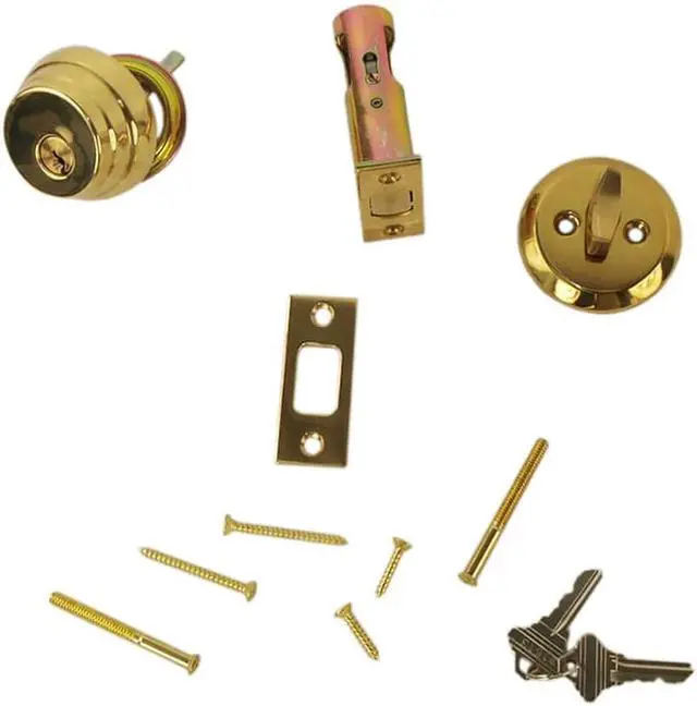 Alt view image 7 of 7 - Maxtech Polished Brass US3 Hercules Single Cylinder Heavy Duty Security Deadbolt Lock