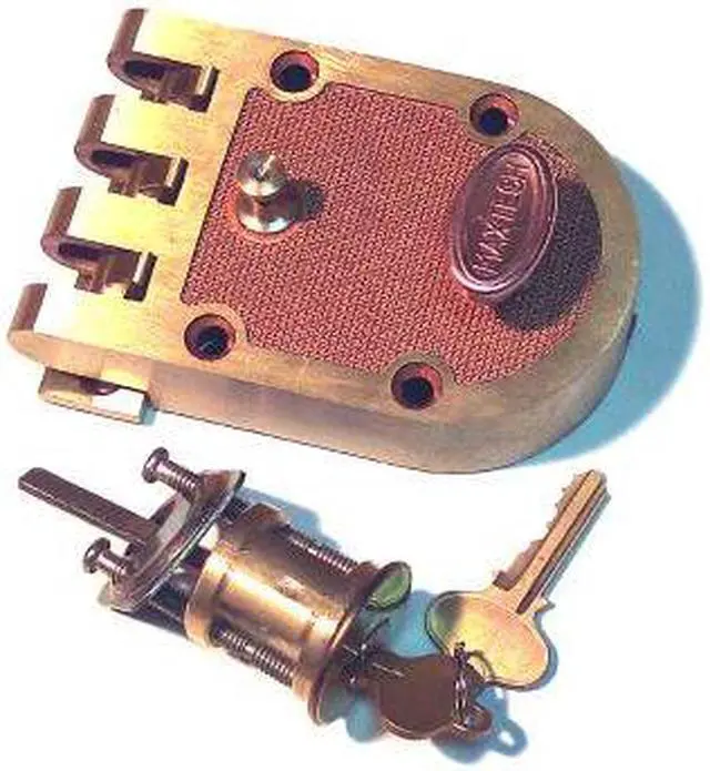 Alt view image 2 of 2 - Maxtech (Segal Like) Jimmy Proof Automatic Deadlocking Slam Lock Single Cylinder Lock Set, Bronze (US10)
