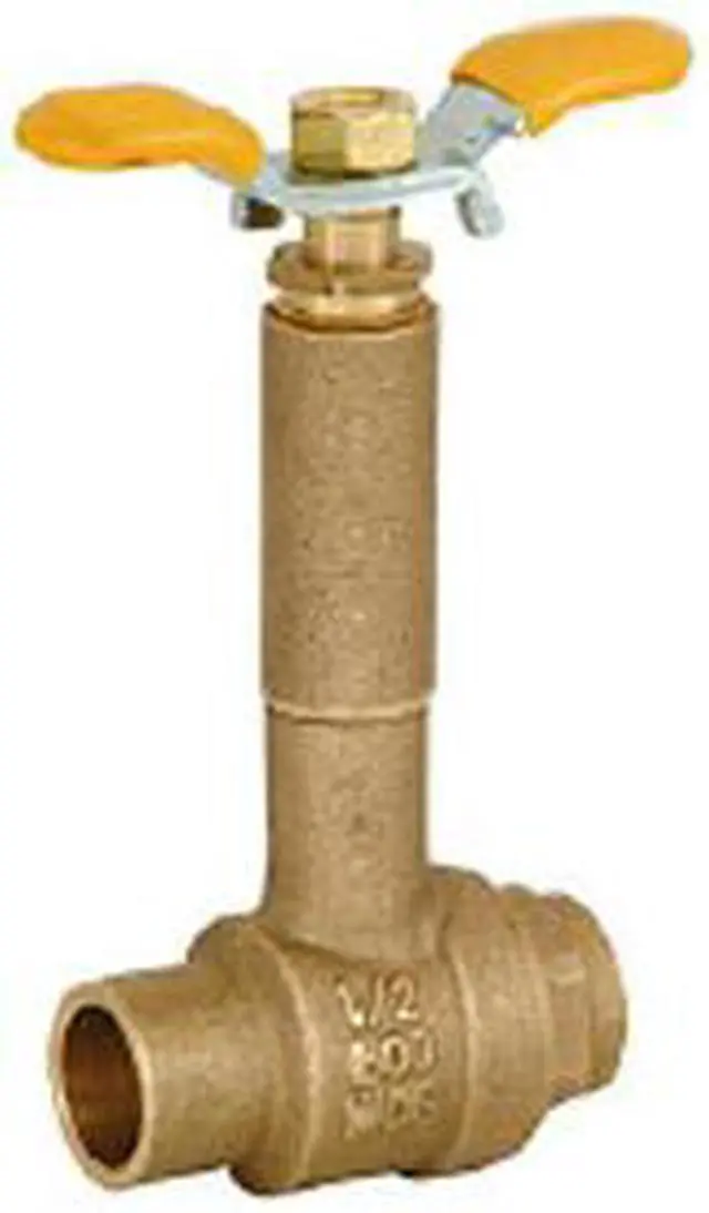Main image of Long Bonnet Ball Valve, 3/4" Size, Solder Sweat x Solder Sweat, Brass